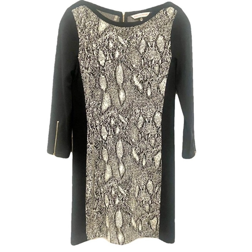 Rebecca Taylor Black and White Snake Print Dress Sz 6